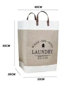 Fabric Tote Laundry Bag with Leather Handles Dimensions