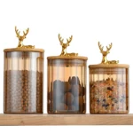 Spice Glass Jar Bamboo Lid Deer shaped