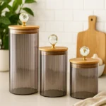 Crystal Lid Spice Glass Jar - 3 Pieces Glass Set
