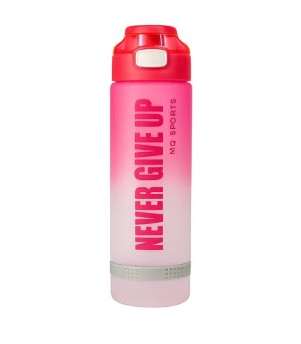 Motivational Water Bottle Never Give Up Pink/White