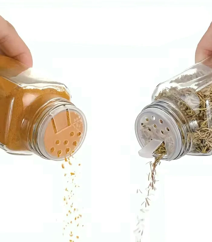 24 Pieces Glass Spice Jar Set with Wooden Lids