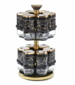 Rotating Spice Rack Marble Black & Gold