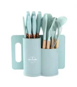 19 Pieces Cylinder Kitchen Cooking Utensil & Knife Set Light Cyan