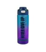 Motivational Water Bottle Never Give Up Cyan/Purple