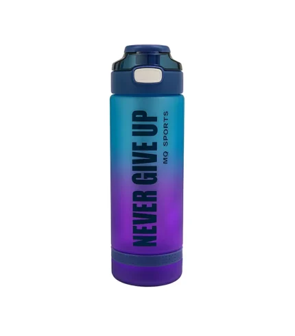 Motivational Water Bottle Never Give Up Cyan/Purple