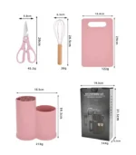 19 Pieces Cylinder Kitchen Cooking Utensil & Knife Set Dimensions