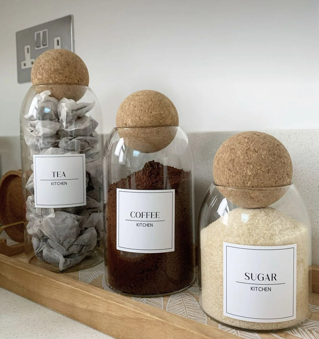 Glass Storage Jar with Round Wooden Lid – Cylindrical Design