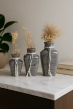 Rectangle Gray Modern Ceramic Vase 3 set