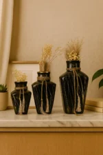 Rectangle Black Modern Ceramic Vase 3 set