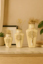 Rectangle Beige Modern Ceramic Vase 3 set