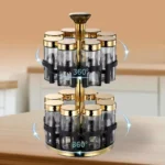 Rotating Spice Rack Marble Black & Gold