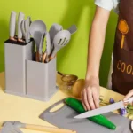 19 Pieces Kitchen Cooking Utensil & Knife Set Gray