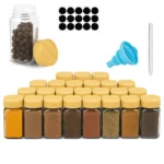 24 Glass Spice Jar Set with Wooden Lids