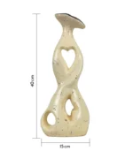 Clay Ceramic Vase, Tall Clay Matte Vase With 3 Hollows, Heart Hollow Shape, Circle Hollow Shape - Image 5
