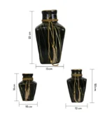Rectangle Black Modern Ceramic Vase 3 set Dimension
