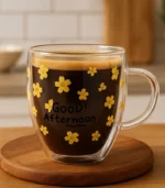 Good Afternoon Floral Glass Mug – Double Wall
