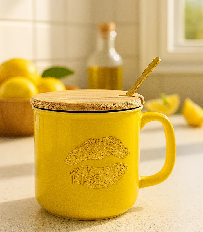 Modern Ceramic Mug With A Lip Kiss