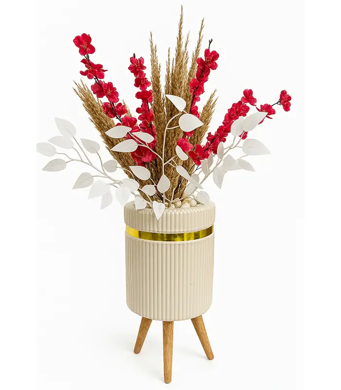 Artificial flowers, plastic pot Artificial flowers, plastic pot