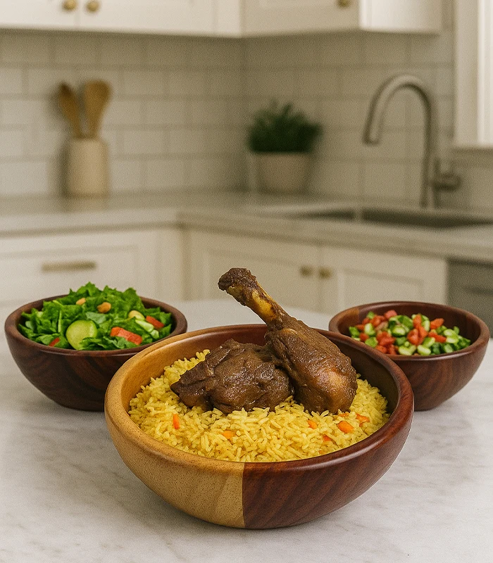 Wooden Dinner Plates 4-Piece Dinner Set