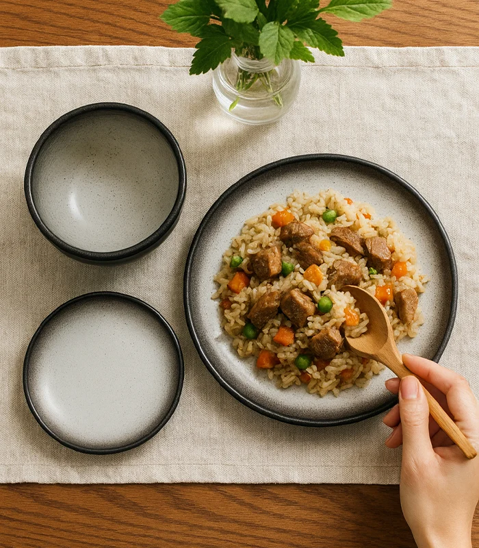 Handmade Bowl With Two Round Hand made Plates