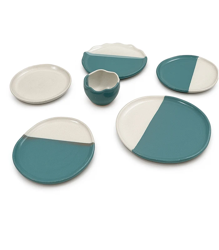Ceramic Pottery Bowl, 5 Pottery Plates Set 6 Pieces Bowl And Plates