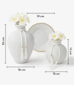 3 Piece Vase Set, Ceramic Vase Set of 3 Colors Gray With Black, Pink, and Gray Mixed With Colors