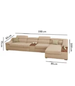 Modern Style Sofa, L Shaped Sofa With Wooden Small Table Imbedded In It
