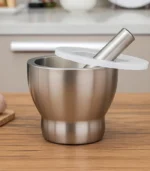 Stainless Steel Hon With Stainless Steel Pestle 2 Sizes And Plastic Lid