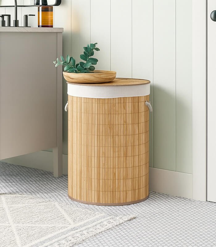 Bamboo Storage Basket, 2 Size Bamboo Hamper With Lid