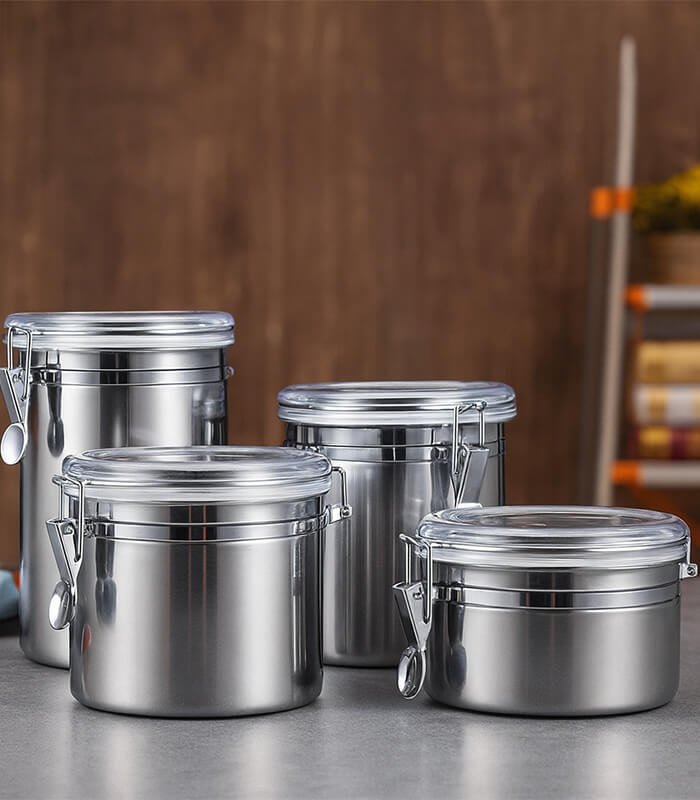 Stainless Steel Spice Jars, 4 Stain Steel Spice Container