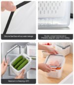 Fridge Plastic Food Storage Containers With Lids, 3 Fridge Containers Plastic