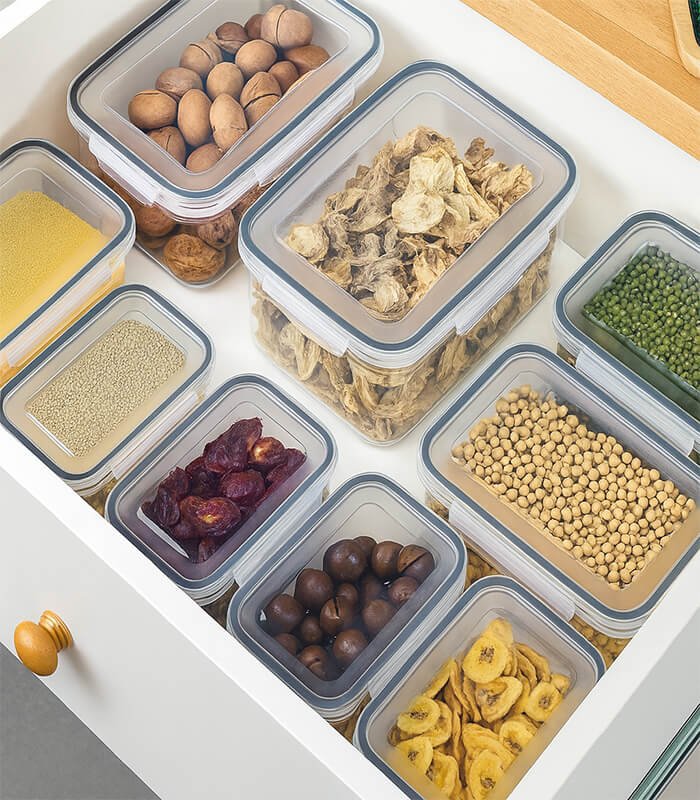 Fridge Plastic Food Storage Containers With Lids, 3 Fridge Containers Plastic