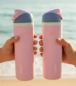 Light Pink Design Owala Water Bottle, Stainless Steel Water Bottle