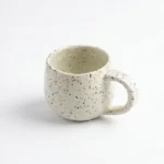 Ceramic mug, white ceramic coffee mug 350ml with black dots