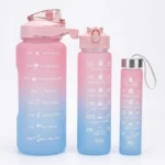 Sport Water Bottles, Motivation Sport Water 3x1 Bottle (2000ml - 900ml - 280ml), BPA Free Reusable Fitness Sport Water Bottles for Gym Office Workout