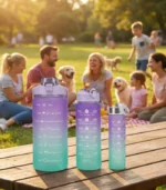 Sport Water Bottles, Motivation Sport Water 3x1 Bottle (2000ml - 900ml - 280ml), BPA Free Reusable Fitness Sport Water Bottles for Gym Office Workout - Image 6