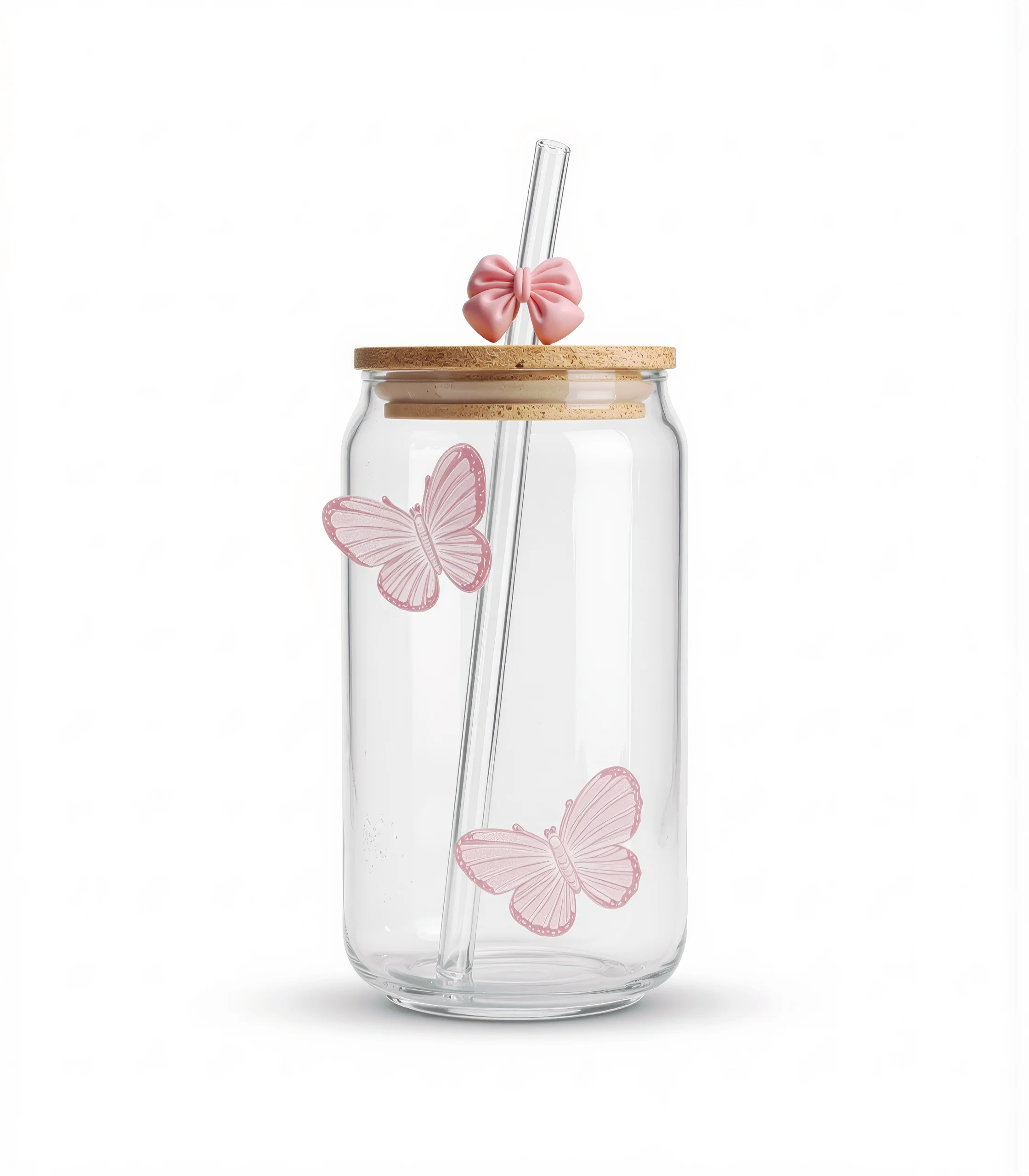 1 copy Ethereal Butterfly 500ml Glass Can Cup – Aesthetic Borosilicate - Image 1