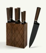 Luxury 6-Piece Matte Black Kitchen Knife Set with Wooden Block