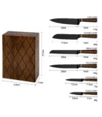 Luxury 6-Piece Matte Black Kitchen Knife Set with Wooden Block - Image 3