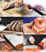 Luxury 6-Piece Matte Black Kitchen Knife Set with Wooden Block - Image 5