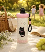 Cute Stainless Steel 650ml Insulated Water Bottle with Straw Lid | Leakproof Vacuum Flask for Kids & ( School - Club ) - Image 8