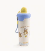 Cute Stainless Steel 650ml Insulated Water Bottle with Straw Lid | Leakproof Vacuum Flask for Kids & ( School - Club ) - Image 4