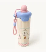 Cute Stainless Steel 650ml Insulated Water Bottle with Straw Lid | Leakproof Vacuum Flask for Kids & ( School - Club ) - Image 3