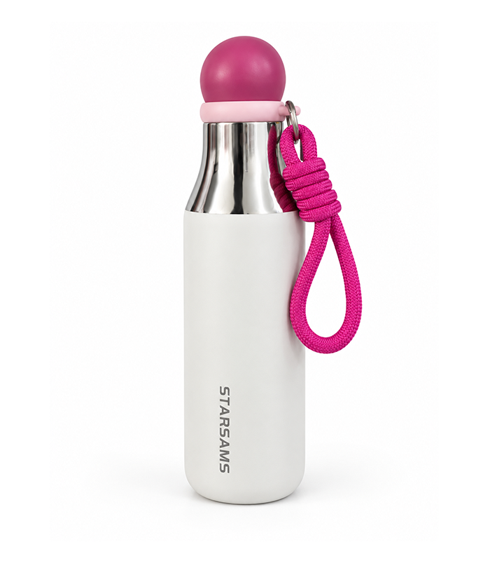 white copy Starsams 550ml Thermal Water Bottle – Stainless Steel, Ball Cap - Image 1