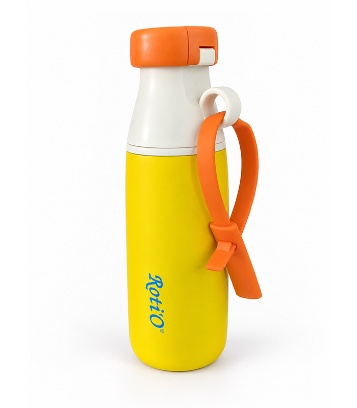 yellwo copy Ratio 520ml Insulated Water Bottle – Spout Lid, Straw & Strap - Image 1